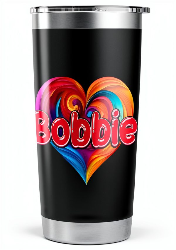 Bobbie Personalized Heart Mug 20oz Black Insulated Stainless-2