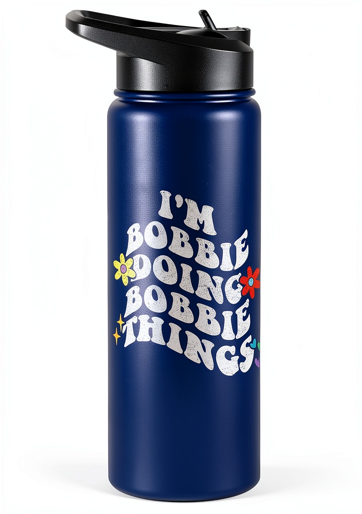BOBBIE stainless steel water bottle with retro design and lid