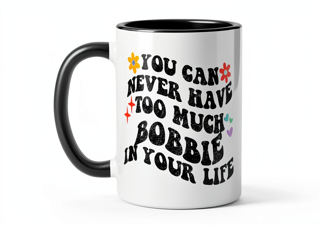 Personalized First Name Mug in various colors on a kitchen counter