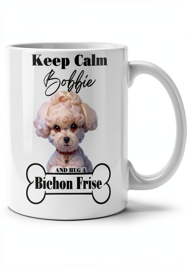 Genesis Katalina white ceramic mug with cat design on a kitchen counter