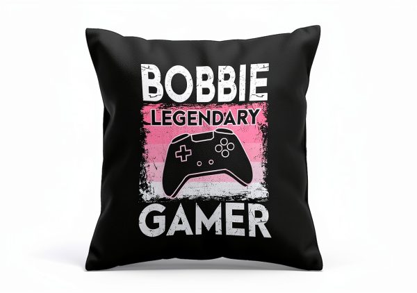 Funny Women Gamer Bobbie Personalized Name Throw Pillow-2