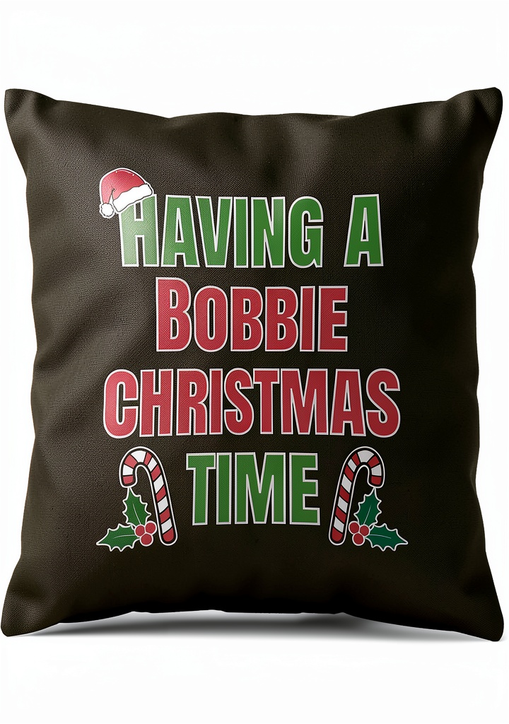 Bobbie Family Reunion Throw Pillow displayed on a cozy sofa