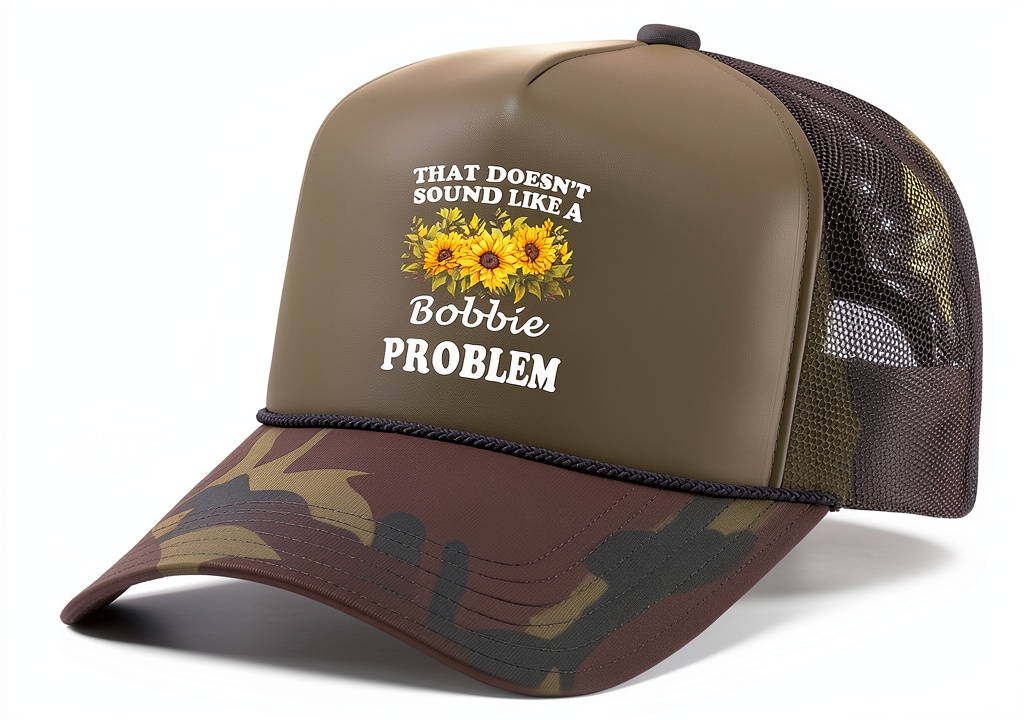 'Personalized Floral Sunflower Trucker Hat showcasing watercolor design and adjustable fit'