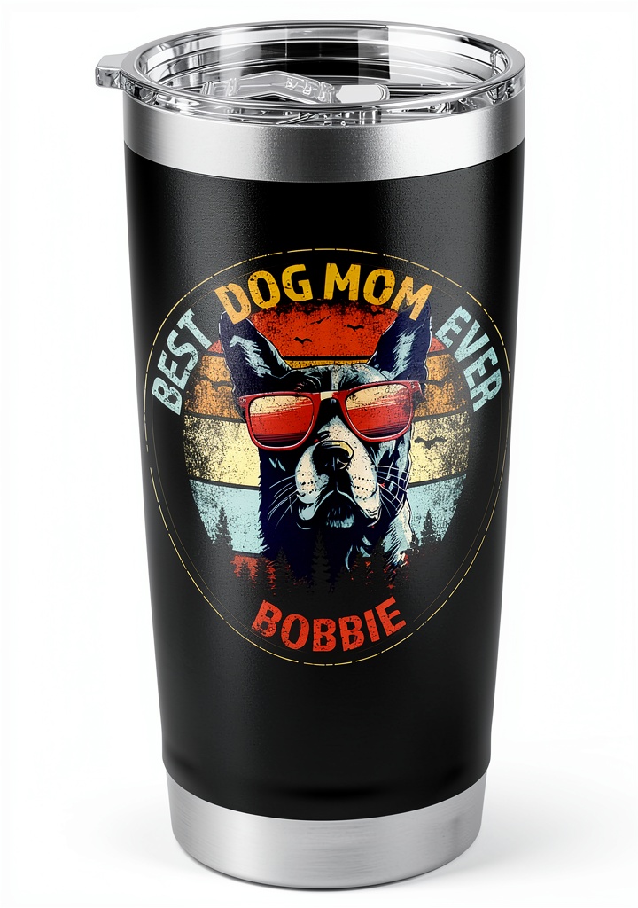 Bobbie Custom Name Tumbler in use on a desk