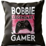 Funny Women Gamer Bobbie Personalized Name Throw Pillow-0