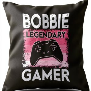 Funny Women Gamer Bobbie Personalized Name Throw Pillow-0