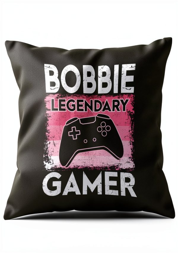 Funny Women Gamer Bobbie Personalized Name Throw Pillow-0