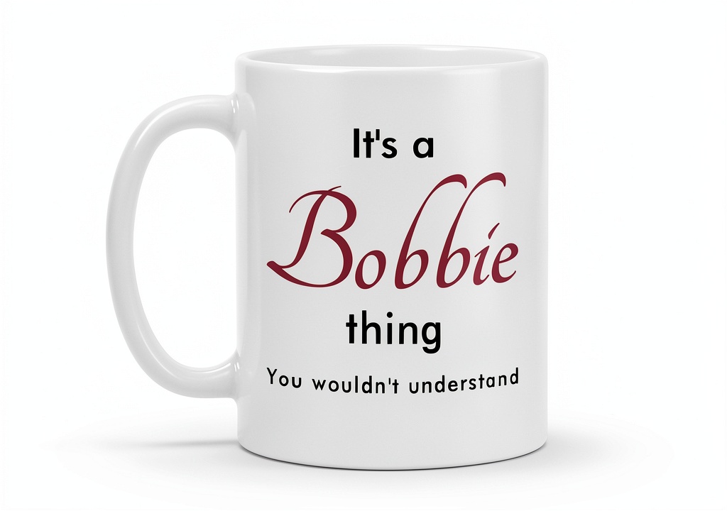 Personalized ceramic mug with funny letter print for Bobbie