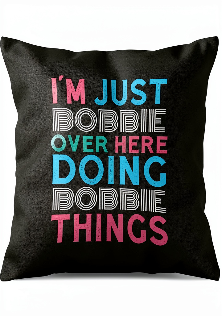'Bobbie name pillow displayed on a cozy sofa'