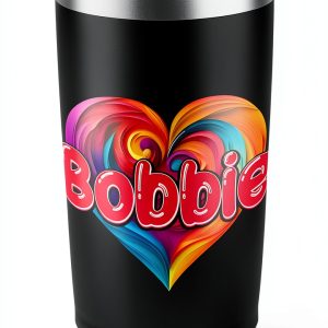 Bobbie Personalized Heart Mug 20oz Black Insulated Stainless-0