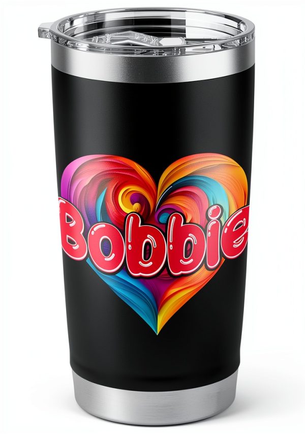 Bobbie Personalized Heart Mug 20oz Black Insulated Stainless-0