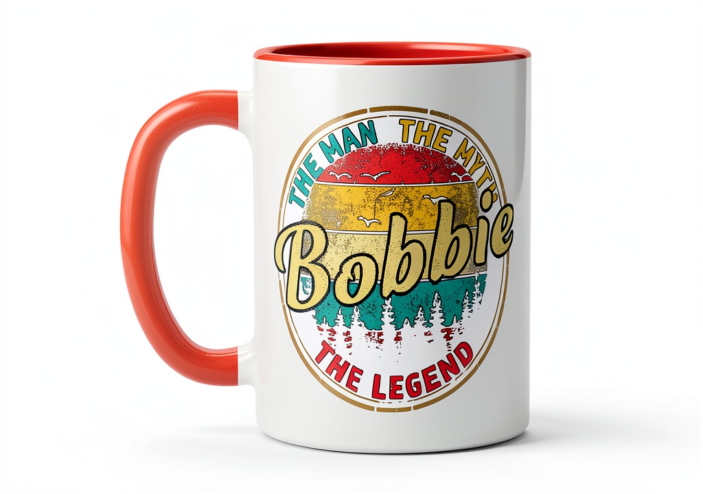 Bobbie personalized ceramic mug with orange and white design