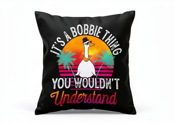 Bobbie Name Retro Throw Pillow 100 Polyester Square Design-2