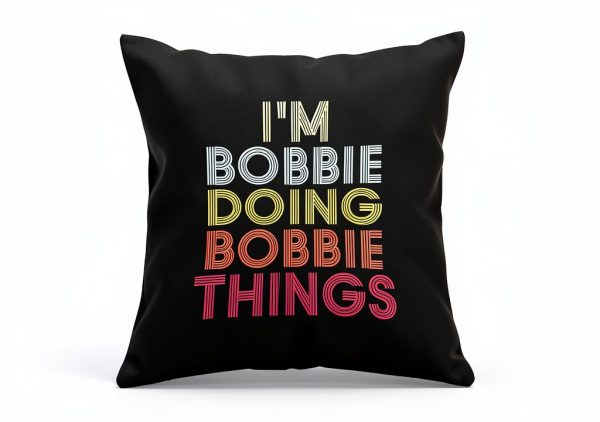 Bobbie Name Customized Retro Text Polyester Pillow Cover-2