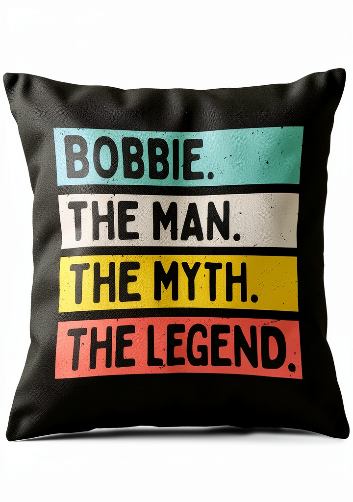 Retro personalized pillow displayed on a cozy sofa