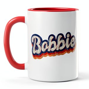 Personalized Bobbie 70s Ceramic Mug 11oz Red White Custom Name Gift-0