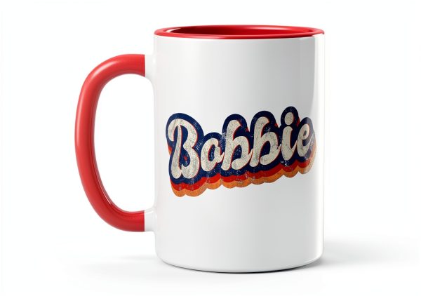 Personalized Bobbie 70s Ceramic Mug 11oz Red White Custom Name Gift-0