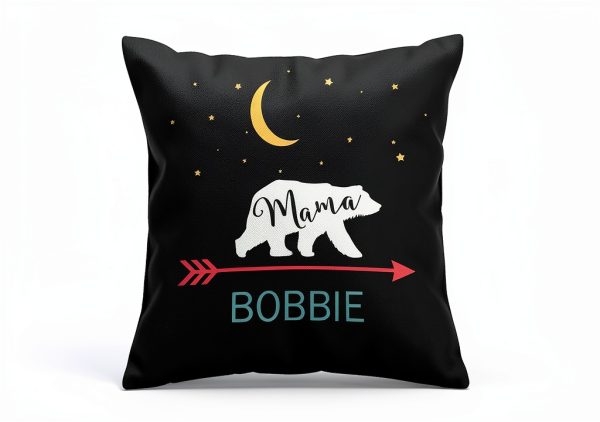 Mama Bear Bobbie Personalized Throw Pillow 16x16 Retro Square-2
