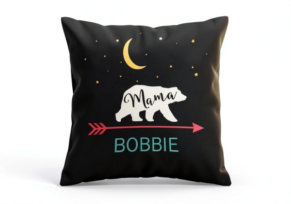 Mama Bear Bobbie Personalized Throw Pillow 16x16 Retro Square-3