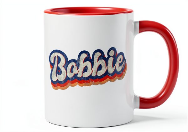 Personalized Bobbie 70s Ceramic Mug 11oz Red White Custom Name Gift-1