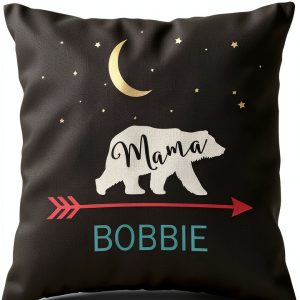 Mama Bear Bobbie Personalized Throw Pillow 16x16 Retro Square-0