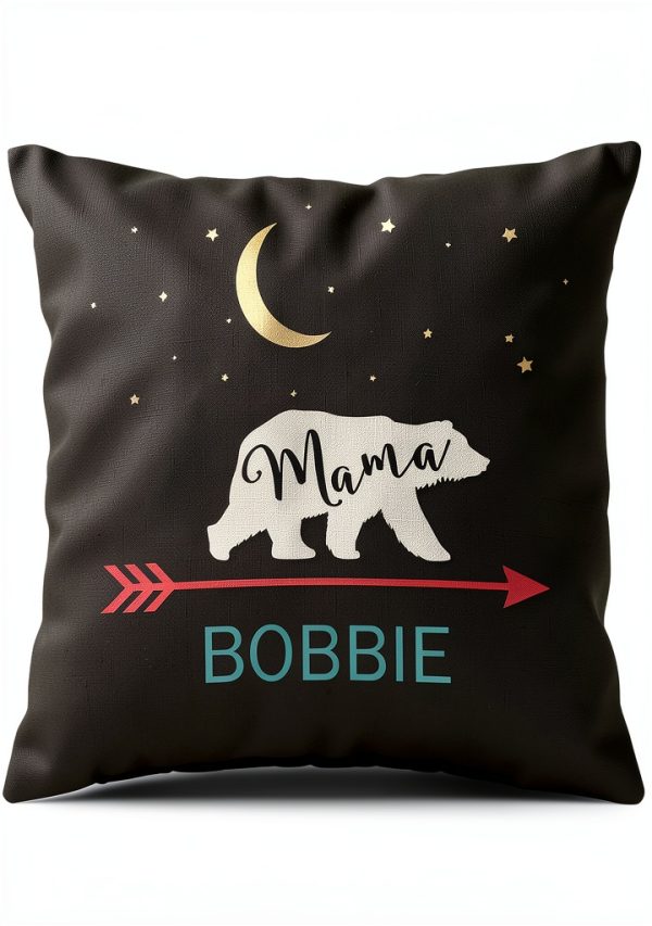 Mama Bear Bobbie Personalized Throw Pillow 16x16 Retro Square-0