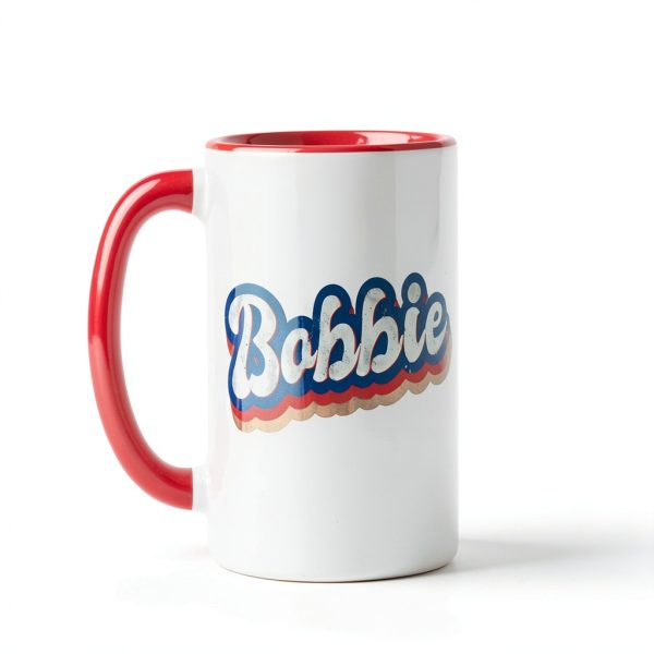 Personalized Bobbie 70s Ceramic Mug 11oz Red White Custom Name Gift-2