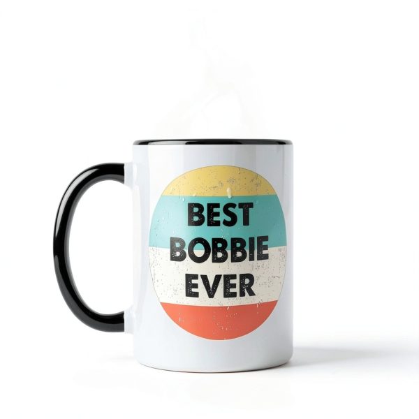 Bobbie Name Ceramic Mug, Black/White-2