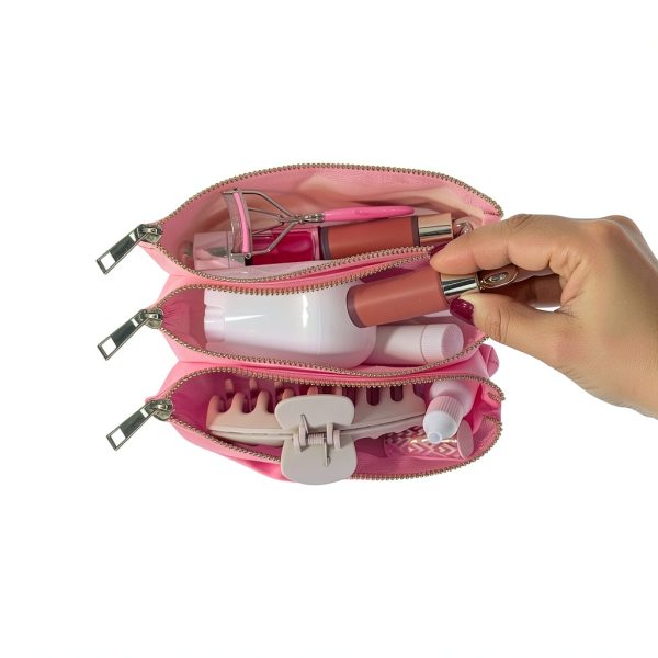 Accordion Travel Makeup Bag BOBBIE 6x9 3-Compartment Water-Resistant-3