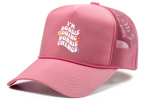 Retro Groovy Im Bobbie Doing Bobbie Things Funny Mother's Trucker Hat with Adjustable Mesh Back-0