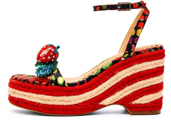 Betsey Johnson Women's Bobbie Platform Sandals Black Multi Size 8-5