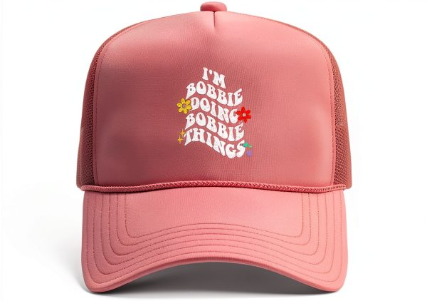 Retro Groovy Im Bobbie Doing Bobbie Things Funny Mother's Trucker Hat with Adjustable Mesh Back-1