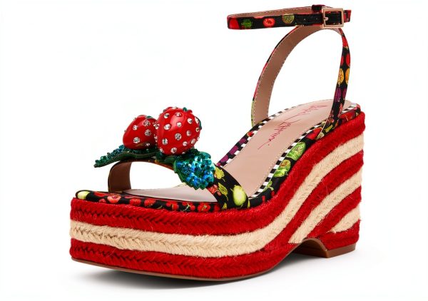 Betsey Johnson Women's Bobbie Platform Sandals Black Multi Size 8-0
