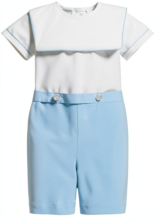 Carriage Boutique Baby Boy Shirt and Short Set Classic Monogram Blank Bobbie Suit-1