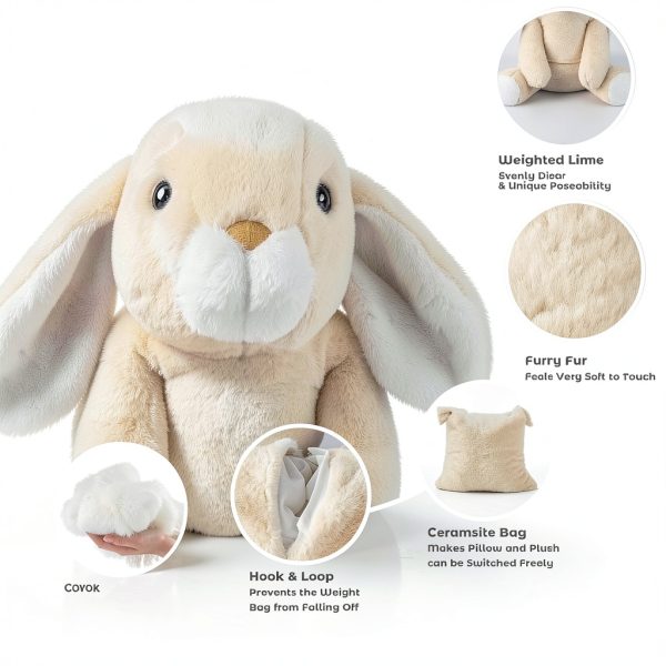 Rabbit Weighted Stuffed Animal Bobbie Laxi 17 Inch Plush Toy-2