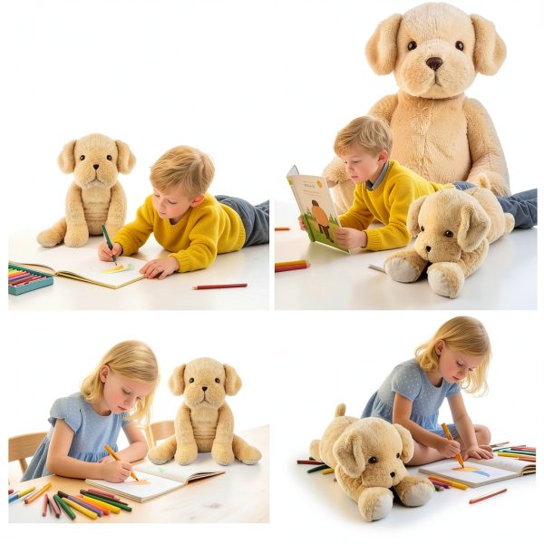 Weighted Stuffed Animal Yellow Dog Pillow 24" 4.5lb Bobbie & Laxi-5