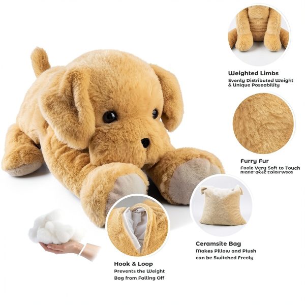 Weighted Stuffed Animal Yellow Dog Pillow 24" 4.5lb Bobbie & Laxi-1